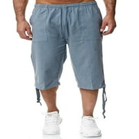 Muške hlače s vezicama, casual capri hlače,muške uklopljene ljetne plave 2S