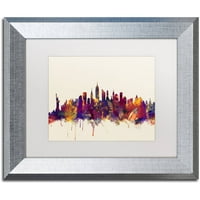 Zaštitni znak likovna umjetnost New York City Skyline Canvas Art by Michael Tompsett, White Matte, Silver Frame