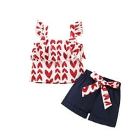 Dječja odjeća za odjeću pod $ Lawor novorođenčad Dječje djece Valentine Heart Leopard Print prsluk+Bowknot kratke