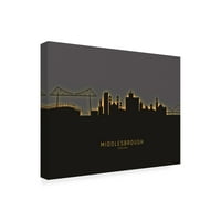 Michael Tompsett 'Middlesbrough England Skyline Glow II' platno umjetnost