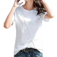 Ženske majice s okruglim vratom s kratkim rukavima Casual print bijela a-list