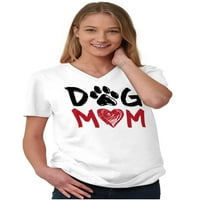 Majica s izrezom u obliku slova Pseća mama sa slatkim printom šape i srca, Ženske majice u obliku slova Pseća