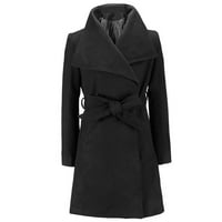 Zimski kaput za žene, Ženski dugi kaput, topli vuneni kaput s reverom, kardigan, dugi ugrađeni kaput, ženski vrhovi