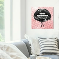 Umjetnički ispis na platnu Noir usne i rumenilo - ružičasta, Crna