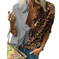 Majice za Žene, Ležerne, izrez u obliku slova a, leopard dugih rukava, krpice, popularne bluze, topovi, Bluza
