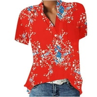 Ženske košulje s kratkim rukavima, ležerna ljetna bluza na kopčanje s izrezom u obliku slova A, klasični cvjetni