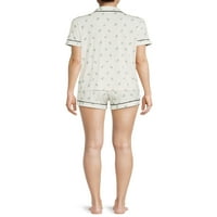 Aspen Dream Women's Short Sleave Ocrt Cotch i kratke hlače set pidžama, 2-komad
