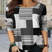 Ženski ležerni pulover s okruglim vratom s dugim rukavima s geometrijskim printom u boji, ležerni opušteni jesenski