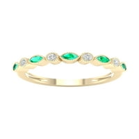 Ženski prsten s 10K žutim zlatnim draguljem, smaragdom i dijamantom