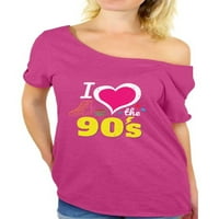 Neudobni stilovi volim majice s ramena iz 90-ih za žene, košulje iz 90-ih, košulje za zabave iz 90-ih, majice