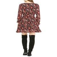 Jedinstveni prijedlozi cvjetna Ženska haljina dugih rukava elastični pojas rub s volanima