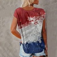 Odjeća Četvrtog srpnja ženski topovi modna udobna majica s printom Dana neovisnosti siva, e-mail
