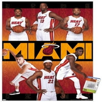 Zidni poster tima Miami Heat s gumbima, 22.375 34