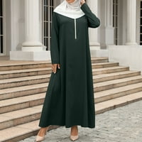 Ljetne haljine muslimanske patentne zatvarače solidne boje dugih rukava haljina