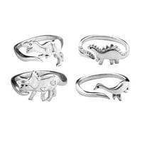 Dinosaur prsten za žene djevojke muškarci polirani zmajevi životinje proširivi otvoreni prstenovi s otvorenim