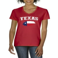 - Ženska majica s kratkim rukavom s V-izrezom, do žena veličine 3xl- Texas Flag