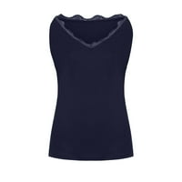 Ljetna bluza žena modna čipka čvrsto spajanje V-izreza majice bez rukava Tank Bluus Tops dame gornje mornarice