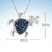 Ženska ogrlica od morske kornjače – ogrlica od plavog i bijelog dijamanta od 0 karata. Lanac od sterling srebra-privjesak
