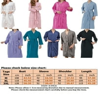 Zodanni Women Bathrobs v Neck odjeća za spavanje Čvrsta boja Obična kruba lagana kimono ogrtač kuće bijela m