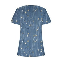 Tklpehg majice za žene Ljeto povremeni kratki rukavi T rukav modni tiskani kvadratni vrat gumb bočni vrhovi košulje