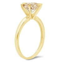 Vjenčani prsten okruglog reza od smeđeg prirodnog Morganita 14k okruglog žutog zlata, veličine 7,25