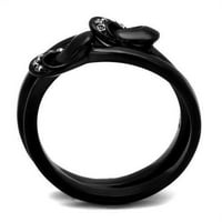 Ženski crni prsten od nehrđajućeg čelika s kristalima vrhunske kvalitete u prozirnoj boji od nehrđajućeg čelika