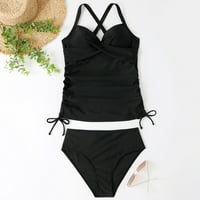 Ženski kupaći kostimi dva bikinija na plaži S jednobojnim printom u crnoj boji, AA