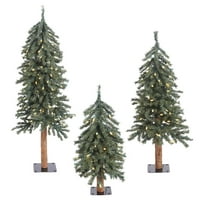 Set alpskih umjetnih božićnih drvca od prirodne kore od 2 ' 3 '4', prozirni vijenci s osvjetljenjem dura mater