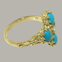 Ženski prsten od žutog zlata od 14 karata s kubičnim cirkonijem i tirkizom britanske proizvodnje - opcije veličine-veličina