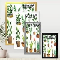 DesignArt 'Osam kućnih biljaka u tradicionalnom uokvirenom umjetničkom tisku gline