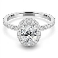 Ovalni Halo zaručnički prsten 9210090-4. 1. Dijamanti ovalnog oblika s umetcima od bijelog zlata od 14 karata-veličina
