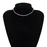 Jednoslojna ogrlica od perli s prilagođenim karakterom, jednostavna ogrlica od rižinih perli u boji