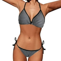 aiyuq.ženski karirani bikini set s izrezom u obliku slova u i otvorenim leđima na vezanje, odjeća za aktivnosti
