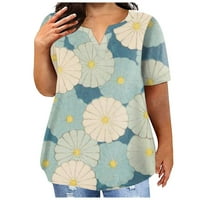 Veliki ženski cvjetni gornji dio s izrezom u obliku slova u, košulja kratkih rukava s džepom, ležerna
