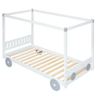 Drveni okvir kreveta na platformi u obliku automobila u obliku automobila s jednodijelnim letvicama za dječake