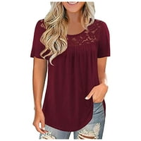 Ženska modna čipkasta jednobojna majica s kratkim rukavima, Bluza, vrhovi, kupite jednu ili dvije veličine veće