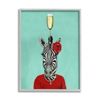 Stupell Industries Modesna zebra s uzorkom crvene odjeće čaša šampanjac 20, dizajn Coco de Paris