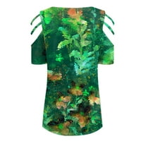 Ženske majice kratkih rukava bluza s grafičkim printom casual ženske ljetne košulje s okruglim vratom zelena;