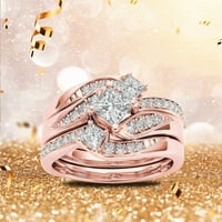 Vjenčani prstenovi za žene okrugli mladenkini prsteni sets halo kubični cirkonij angažman obećavaju prstenje za