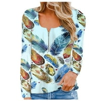 Košulje dugih rukava za žene vrhovi casual modni o-vrat leopard print pulover bluze vrhovi