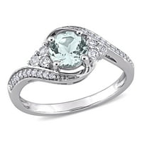 Miabella Women Ct Aquamarine & Topaz Ct Diamond 10KT Zaručnički prsten od bijelog zlata