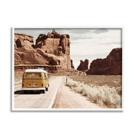 Stupell Industries, pustinjske stijene, vožnja kombijem, prijevoz, fotografija, umjetnički tisak u bijelom okviru,