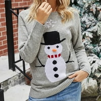 Ženska zimska pletena odjeća, zimski Puloveri, džemperi s okruglim vratom s printom, ugrađeni pleteni vrhovi u