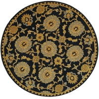 Tradicionalna vunena prostirka, tamnoplava, okrugla 4 do 4 inča