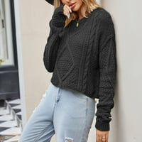Ženski džemperi s širokim ovratnikom, majice s dugim rukavima, modni casual jednobojni pleteni džemper jesen-zima