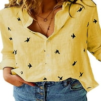 Ženska bluza, majice na kopčanje, Ležerne košulje, ženska široka praznična košulja-tunika, Žuta, Crna, Ohm