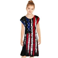 2 / modna slatka haljina s kratkim rukavima s printom zvijezde za Dan neovisnosti za djevojčice, Haljine Za Djevojčice,
