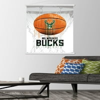 Milwaukee Bucks - plakat zida s kapljicom s drvenim magnetskim okvirom, 22.375 34