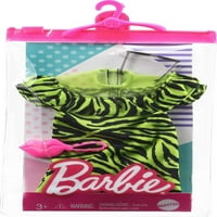 Barbie moda za odjeću za lutke, zelenu i crnu mini haljinu s printom zebre i pribor