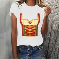 Yyeselk Ženske ljetne košulje povremene ljupke Oktoberfest print labave fit bluze trendi okrugli vrat kratki rukavi